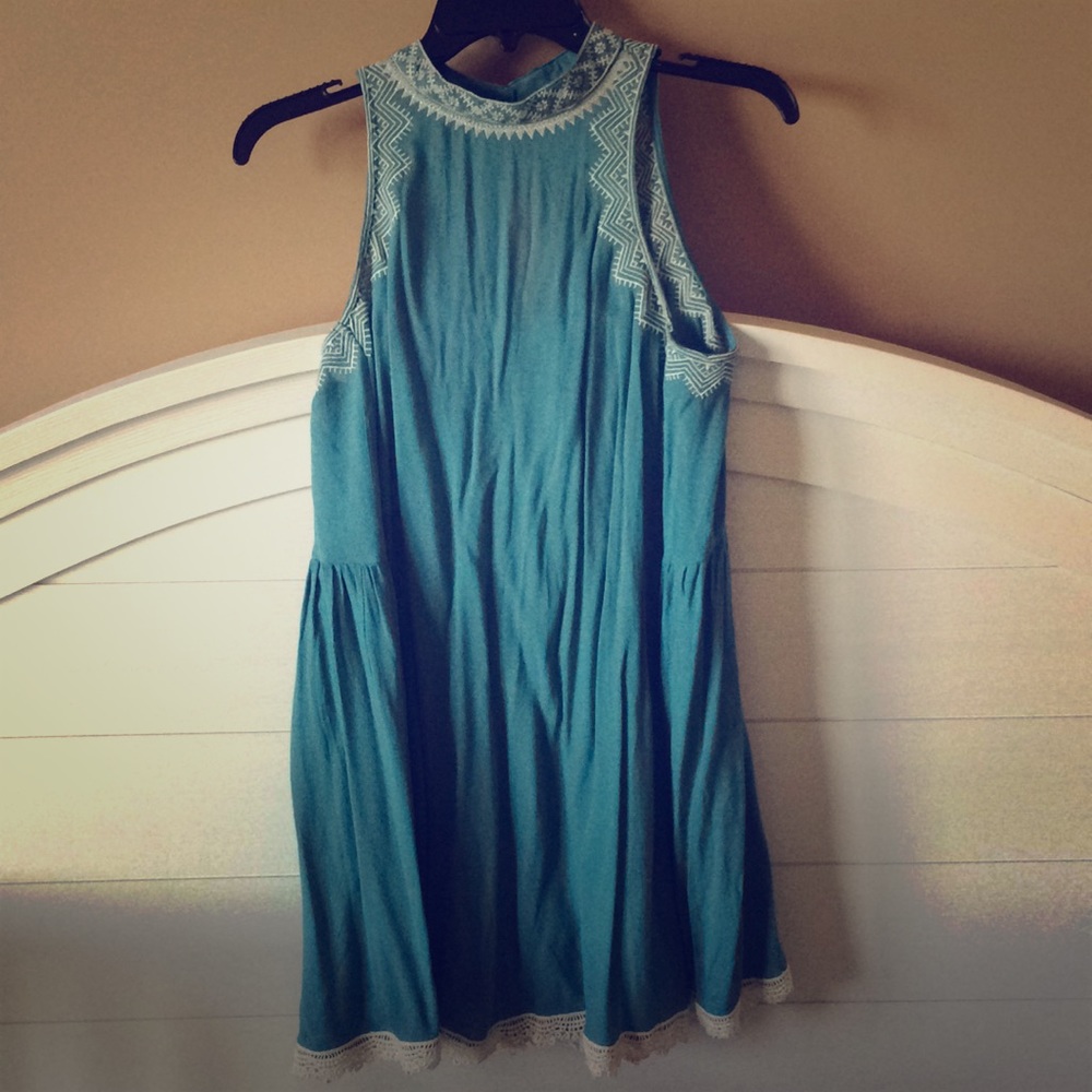 Teal/Cream Boutique Dress
